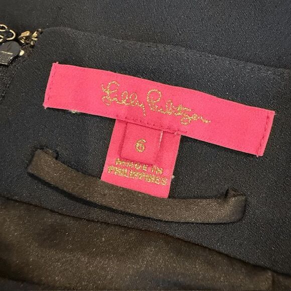 Lilly Pulitzer Jada Jumpsuit Black Wide Leg On / Off Shoulder Back Zip Size 6 - Picture 5 of 13